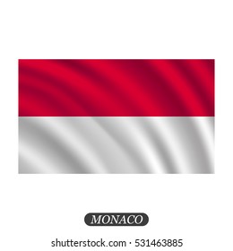 Waving Monaco flag on a white background. Vector illustration