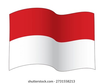Waving Monaco Flag in Single Wave Configuration, vector illustration isolated on white background, eps