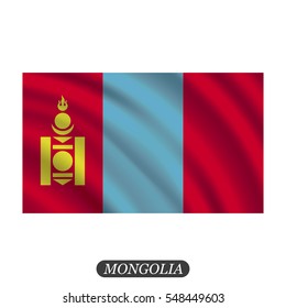 Waving Mongolia flag on a white background. Vector illustration