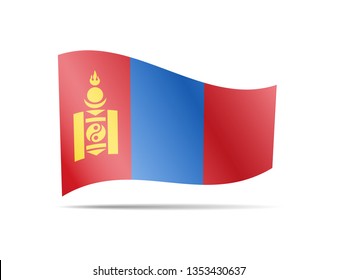 Waving Mongolia flag in the wind. Flag on white background vector illustration
