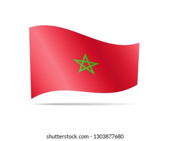 Waving Morocco flag in the wind. Flag on white background vector illustration