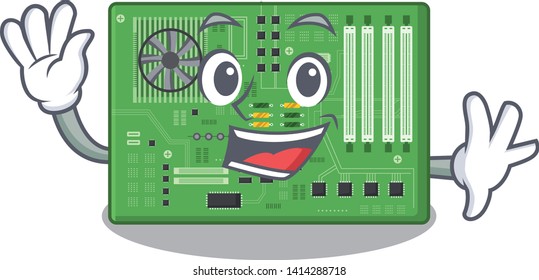 Waving motherboard in the a cartoon shape