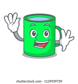 Waving mug character cartoon style