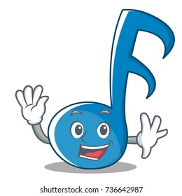 Waving Music Note Character Cartoon