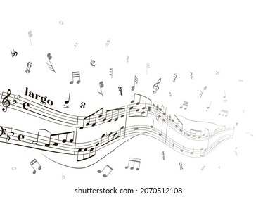 Ondear notas de hoja de música en blanco