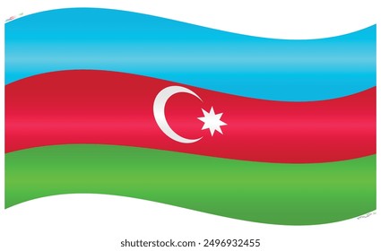 Waving National Flag of Azerbaijan. Azerbaijani flag Swinging. European and Asian Country. Azerbaijan flags isolated on white background. Editable vector EPS available