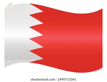 Waving National Flag of Bahrain. Bahraini flag Swinging. Middle East Country. Bahrain flags isolated on white background. Editable vector EPS available