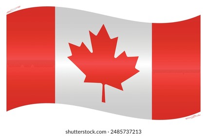 Waving National Flag of Canada. Canadian flag Swinging. North American Country. Canada flag isolated on white background. Editable vector EPS available