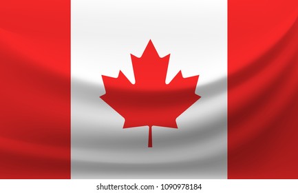Waving national flag of Canada. Vector illustration 

