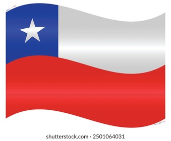 Waving National Flag of Chile. Republic of Chile flag Swinging. South American Country. Chilean flags isolated on white background. Editable vector EPS available