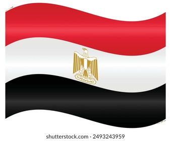 Waving National Flag of Egypt. Egyptian flag Swinging. African Country. Egypt flags isolated on white background. Editable vector EPS available