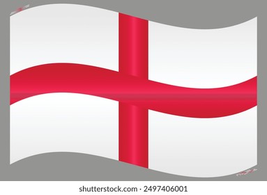 Waving National Flag of England. Great Britain flag Swinging. European Country. British flags isolated on grey background. Editable vector EPS available