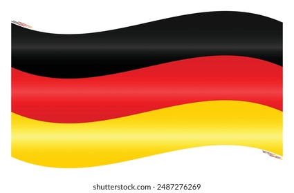 Ondeando la bandera nacional de Alemania. Bandera alemana oscilando. Country europeo. Bandera de Alemania aislada sobre fondo blanco. EPS de Vector editable disponible