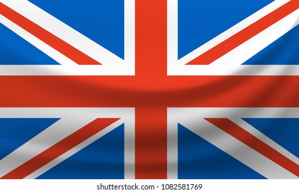 Waving national flag of Great Britain. Vector illustration 