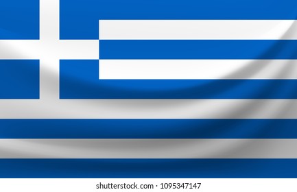 Waving national flag of Greece. Vector illustration 