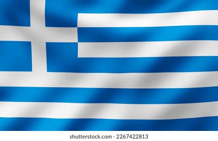 Waving National Flag of Greece, Vector Illustration