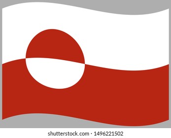 Waving National flag of Greenland. Original colors and proportion. Simply vector illustration, from  countries set. Isolated on Background for logo, icon, web, education