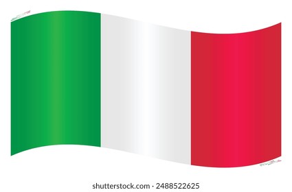 Waving National Flag of Italy. Italian flag Swinging. European Country. Italy flags isolated on white background. Editable vector EPS available