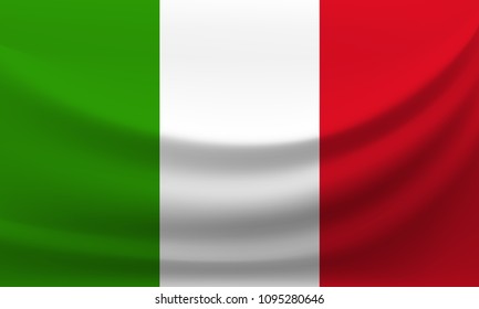 Waving national flag of Italy. Vector illustration 