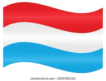 Waving National Flag of Luxembourg. Grand Duchy flag Swinging. European Country. Luxembourg flags isolated on white background. Editable vector EPS available