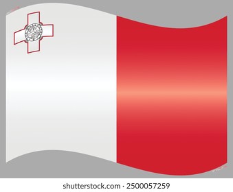 ondeando la bandera nacional de Malta. Bandera maltesa. Country europeo. Banderas de Malta aisladas sobre fondo gris. EPS de Vector editable disponible