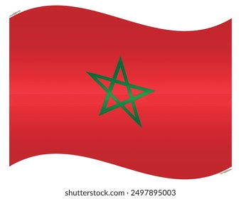 Waving National Flag of Morocco. Moroccan flag Swinging. African Country. Morocco flags isolated on white background. Editable vector EPS available