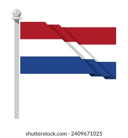 Waving National flag of Netherlands in flat style, waving flag, vector illustration