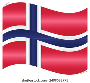 Waving National Flag of Norway. Norge flag Swinging. European Country. Norwegian flags isolated on white background. Editable vector EPS available