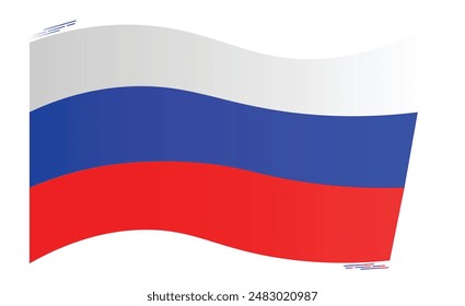 Die Nationalflagge Russlands. Russische Flagge schwingt. Europäischer Country. Rus-Flagge isoliert auf weißem Hintergrund. Editierbare Vektorgrafik EPS verfügbar