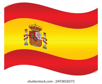 Waving National Flag of Spain. Spanish flag Swinging. European Country. Spain flags isolated on white background. Editable vector EPS available