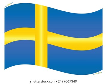 Waving National Flag of Sweden. Swedish flag Swinging. European Country. Sweden flags isolated on white background. Editable vector EPS available