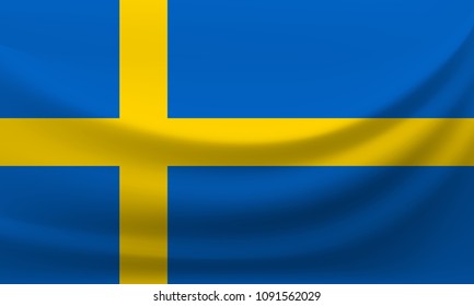 Waving national flag of Sweden. Vector illustration 
