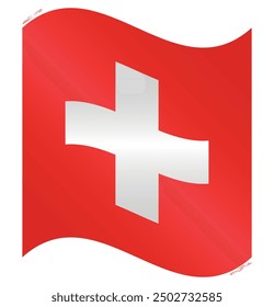 Waving National Flag of Switzerland. Swiss flag Swinging. European Country. Switzerland flags isolated on white background. Editable vector EPS available