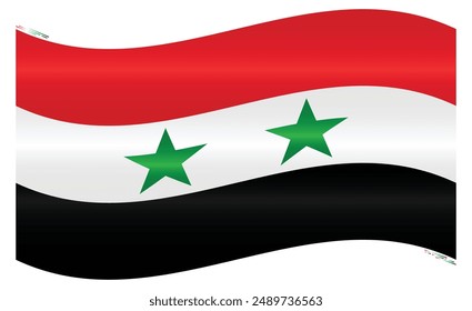 Waving National Flag of Syria. Syrian flag Swinging. Middle East Country. Syria flags isolated on white background. Editable vector EPS available