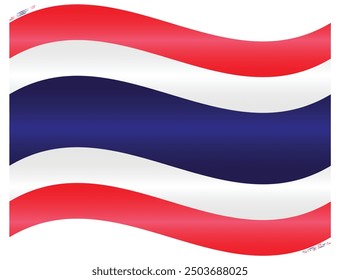 Waving National Flag of Thailand. Thai flag Swinging. Asian Country. Thailand flags isolated on white background. Editable vector EPS available