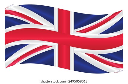 Waving National Flag of UK. United Kingdom flag Swinging. European Country. Union Jack flags isolated on white background. Editable vector EPS available