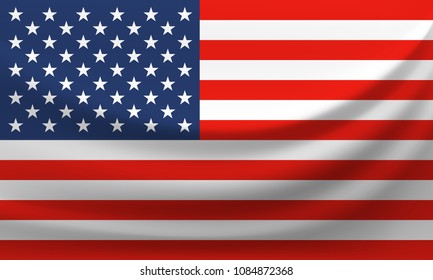 Waving national flag of United States of America. Vector illustration 