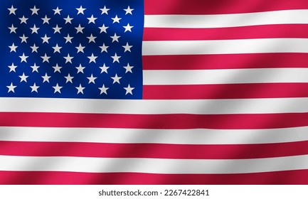 Waving National Flag of USA, Vector Illustration