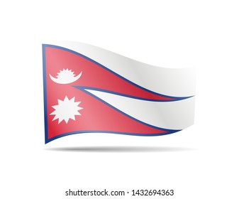 Waving Nepal flag in the wind. Flag on white background vector illustration