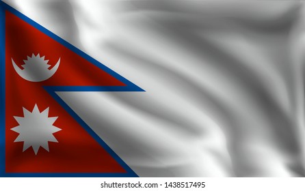 Waving Nepal's flag, the flag of Nepal, vector illustration