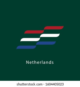 waving Netherlands flag logo - vector