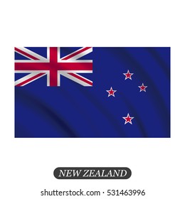 Waving New Zealand flag on a white background. Vector illustration