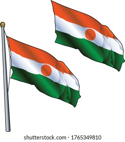 Wachende Nigerflagge auf Flagpol