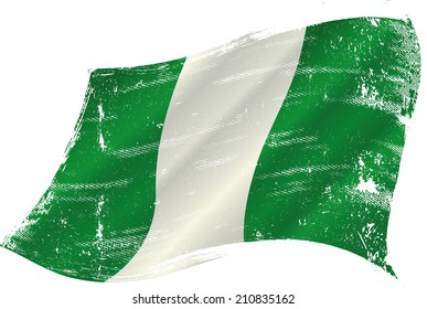 waving nigerian grunge flag. flag of  Nigeria in the wind with a texture