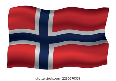 Waving Norway Flag.Vector wavy flag of Norway.