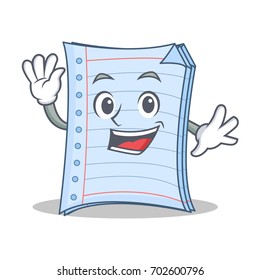 Waving notebook character cartoon style