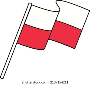 A waving official white and red flag of the country of Poland.