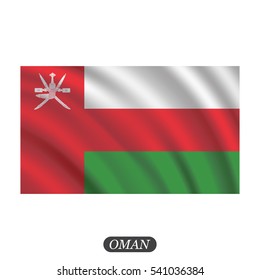 Waving Oman flag on a white background. Vector illustration