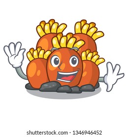 Waving orange coral reef isolated with mascot