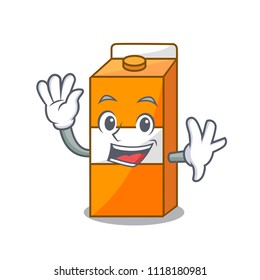 Waving package juice character cartoon